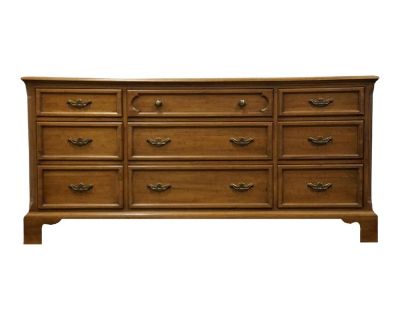 Davis Cabinet Co. Antique Walnut Early American Country Style 66" Triple Dresser 401