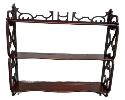 Antique Edwardian Ornate Solid Mahogany Hand Carved Wall Shelf Wall Display Wall
