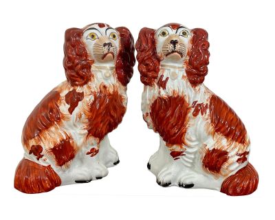 Staffordshire Ceramic Spaniel Dogs, a Pair, Circa 1850