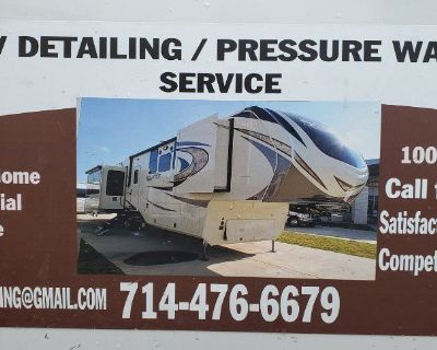 We offer a 100% Mobile RV Detailing. We also offer Pressure washing of Homes, Mobile Homes & Concrete. We are Located in Trinity Tx. We service all area within 60 miles radius. You can also see our work / Projects on Face Book or at JBRVDetailing@gmail.COM