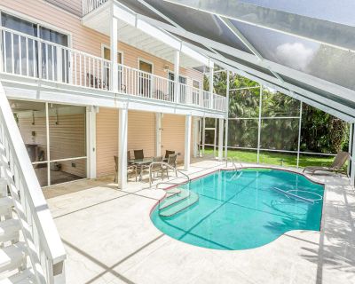 Avg / night: $520. Group getaway with private pool & lanai - walk to Fort Myers Beach & Estero Bay | Located in Fort Myers Beach, FL | 4.19 Stars | 4 Bed, 3 Bath | No Pets. No pets. Max 6 guests. This conveniently located 4BR/3BA home offers multiple seating areas in the main living area, making it a comfortable space to spend quality time with your group of up to ten. Take a dip in the private...