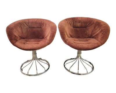 Italian Mid-Century Modern Pan Am 1960s Chrome Swivel Chairs by Gaston Rinaldi - Set of 2