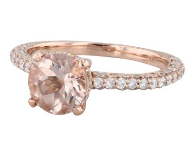 2.02ctw Peach Morganite Diamond Engagement Ring 14k Rose Gold Size 6.25