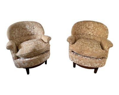 Mid 20th Century Pair of Vintage Swivel Armchairs