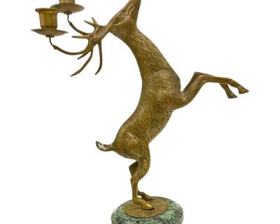 Mid Century Brass Candle Holder Stag Animal Deer Brass Metal Petites Choses Sculpture