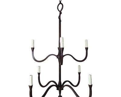 Two-Tier Eight-Light Wrought Iron Chandelier by Mla