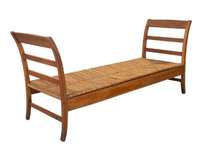 1940s French Wood and Woven Daybed