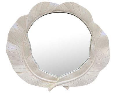 Large Round Vintage Tropical Banana Leaf Mirror