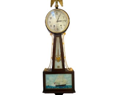 Vintage Nautical Theme, Seth Thomas Uss Constitution Banjo Clock