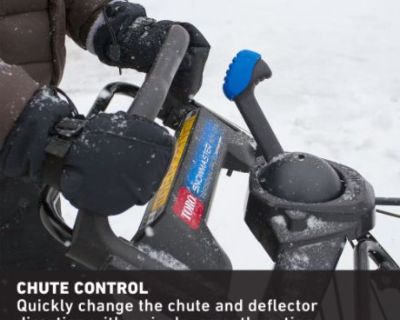 Almost New - Excellent deal. Manual in pdf format can be sent on request
TORO SNOWBLOWER  30% faster than Traditional 2-Stage Snowblowers

HANDLES WET, HEAVY SNOW
Tall, open auger housing, free of obstacles reduces clogging in deep snow. The all steel rotor
has a (1) helical design which quickly breaks up and gathers snow to the (2) center section that
throws snow far through its tall chute ope...