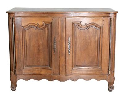 French Louis XV Period 1750s Walnut Buffet with Carved Doors and Apron