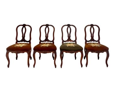 Antique Traditional Baroque Dining Chairs With Needlepoint Seat