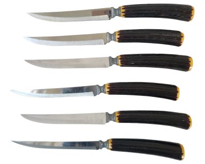 Mid 20th Century Robinson Antler Steak Knives- Set of 6