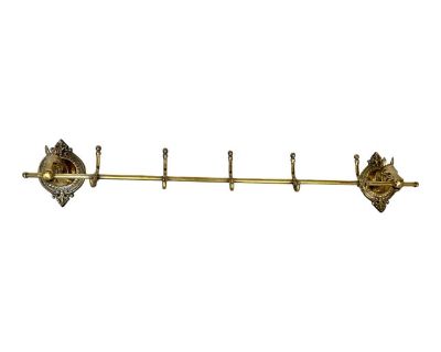 Mid 20th Century Brass Horse Head Equestrian Five Hook Coat Rack
