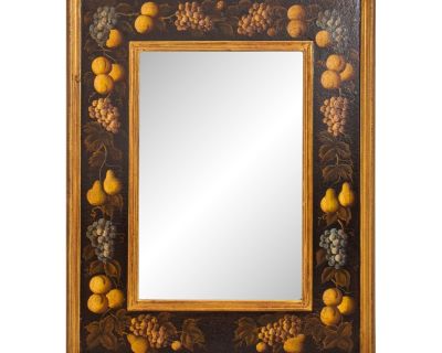 Vintage Italian Country Style Hand-Painted Fruit Giltwood Mirror
