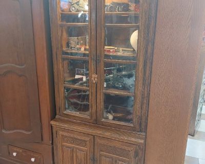 Lighted Oak Display Cabinet