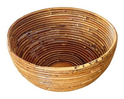 Gabriella Crespi Style Coiled Rattan Bowl (Italy)
