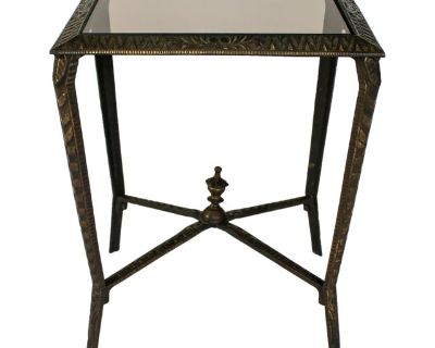 1930's Verona Foundry Art Deco Cast Iron Glass Top Side Table