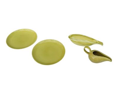 Mid Century Modern Chartreuse Green Russel Wright Iroquois Dinnerware and Serving Dishes- 4 Pieces