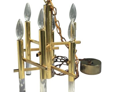 G. Sciolari Brass & Acrylic Chandelier