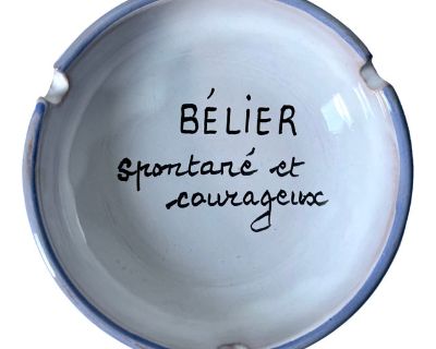 French Faience Astrological Ashtray-Beler/Ram