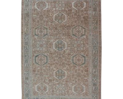 Midcentury Hand Knotted Persian Heriz carpet with layered Medallion and Motifs, rug EMB-9590-P13582, country of origin / type: Iran / Heriz, circa mid-20th century Measures: 9'4 x 12'10.. Dimensions 9 4 13 10 and 0.1 thick Styles Persian Traditional Tribal Rug Construction Hand Knotted Pattern Geometric Period Early 20th Century Item Type Vintage, Antique or Pre-owned Shop Sustainably with Chai...