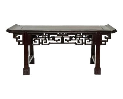 Chinese Dark Brown Wood Altar Shape Rectangular Display Stand Easel