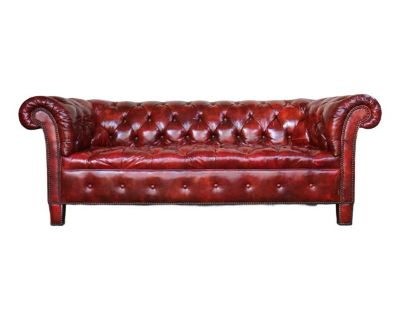 Vintage Leather Chesterfield Sofa by Baker Furniture, Circa 1950's