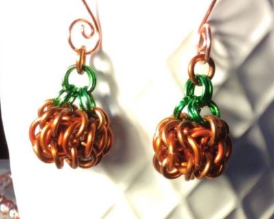 Chainmaille Pumpkin Earrings