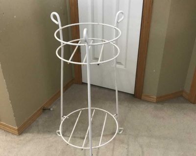 Rustic Tall White Metal Double Plant Stand