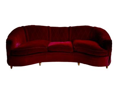 Mid 20th Century Vintage French Curved Sofa