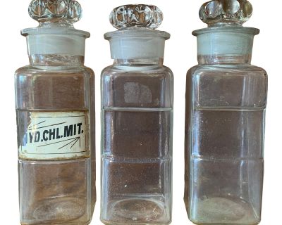 Antique Large Apothecary Bottles - Set of 3