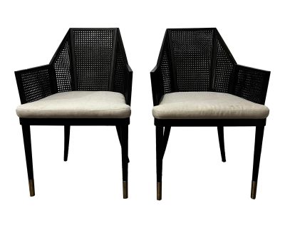 Baker Milling Road Mr-7041 Kara Mann Collection Cane Armchairs - a Pair