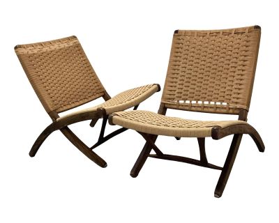 Pair of Mid Century Folding Lounge Chairs, 1960s