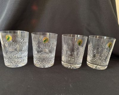 Set of 4 Waterford Crystal Millennium Collection Toasting Double Old Fashions, Health and Prosperity