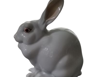 1990s Herend Squatting White Rabbit