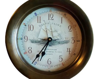 Vintage Brass Maritime Porthole Wall Clock