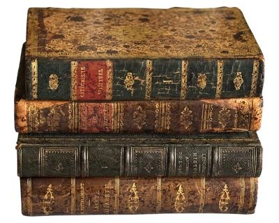 Antique French Leatherbound Book Tantalus With Shot Glasses and Decanter