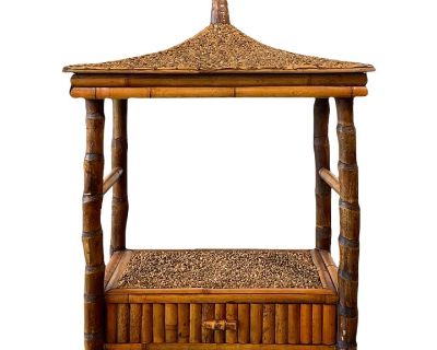 Vintage Rattan Pagoda Style Hanging Shelf