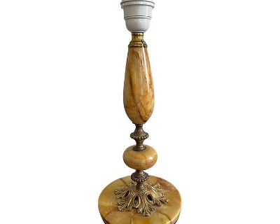 Mid-Century Ornate Italian Onyx and Brass Table Lamp