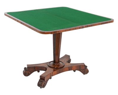 19th Century English Rosewood Pedestal Games Table