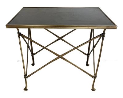 Restoration Hardware Brass Framed Table With Marble Top