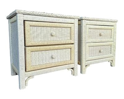 Set of 2 Henry Link Wicker Nightstands