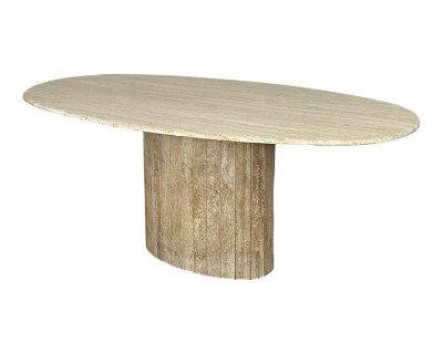 1970s Travertine Oval Dining Table