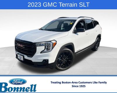 1 previous owner(s). Mileage: 0. SUV. Fuel Type: Gas. Summit White 2023 GMC Terrain SLT AWD 9-Speed Automatic 1.5L DOHC AWD, Adaptive Cruise Control, Black GMC Center Caps w/Red GMC Lettering, Black Mirror Caps, Darkened Front Grille, Elevation Edition, Front \u0026 Rear Park Assist, HD Surround Vision, Head-Up Display, Heated steering wheel, Rear Park Assist, Roof-Mounted Luggage Rack Side Rai...