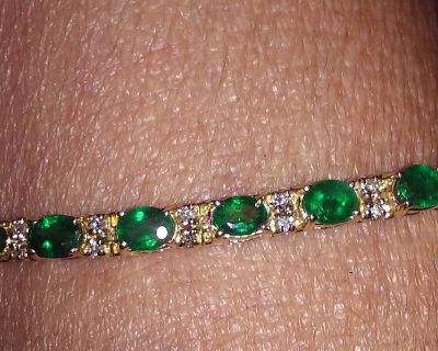 Vintage Emerald & Diamond Tennis Bracelet 22/44