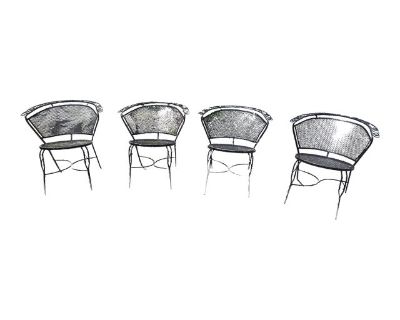 Vintage Woodard Style Wrought Iron Patio Chairs - Set of 4