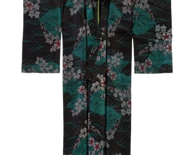 Early 20th Century Japanese Summer Asa Hitoe Weft Ikat Kimono Provenance