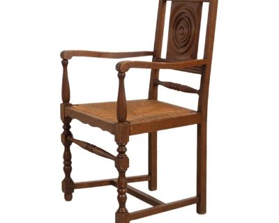 1940s French Wood and Woven Chair by Charles Dudouyt
