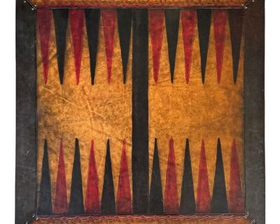 Vintage Hand-Tooled Leather Backgammon Game Board